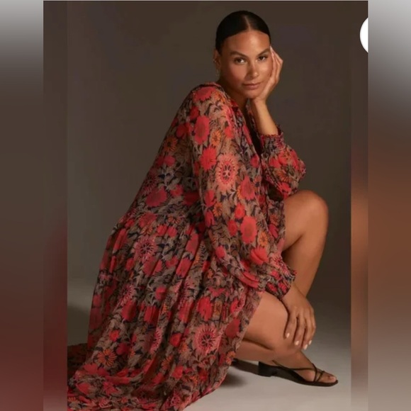 Anthropologie Marais Printed Chiffon Maxi Dress - Picture 3 of 8